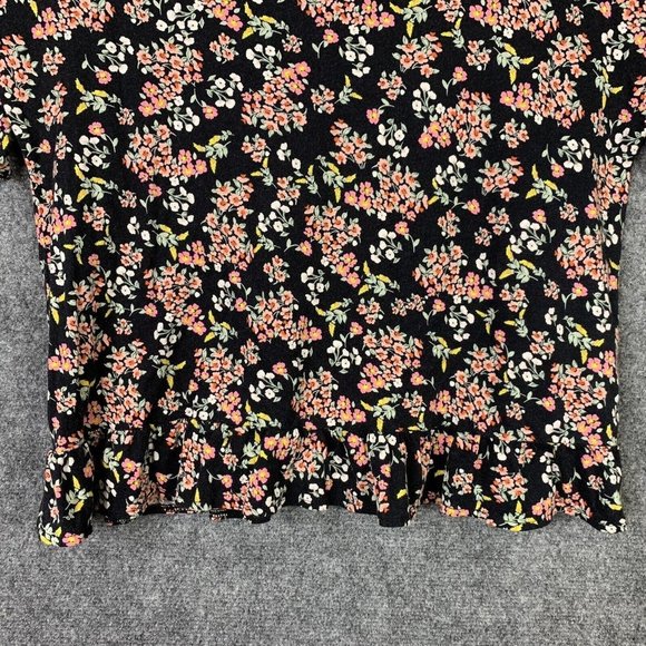 Loft Floral Crop Top Flutter Cap Sleeve Women XXS V-Neck Ruffle Hem - Picture 10 of 11